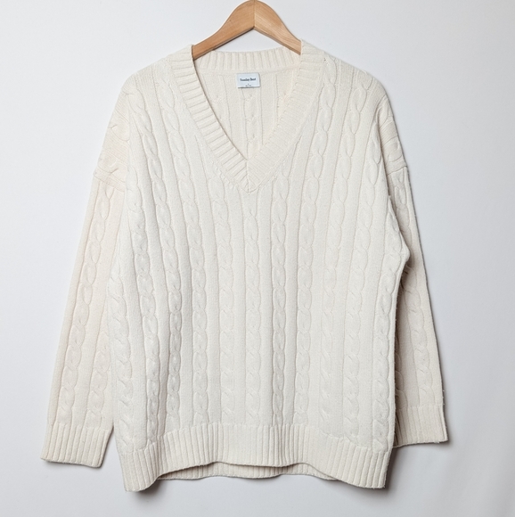 SUNDAY BEST Peggy V Neck Sweater White Wool S Small Aritzia - Picture 8 of 13